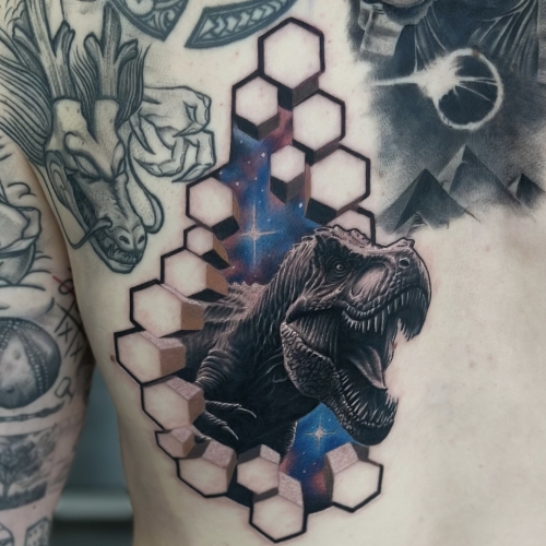 Dinosaur tattoo i Esbjerg